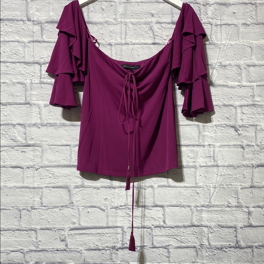White House Black Market Plum Ruffle Blouse